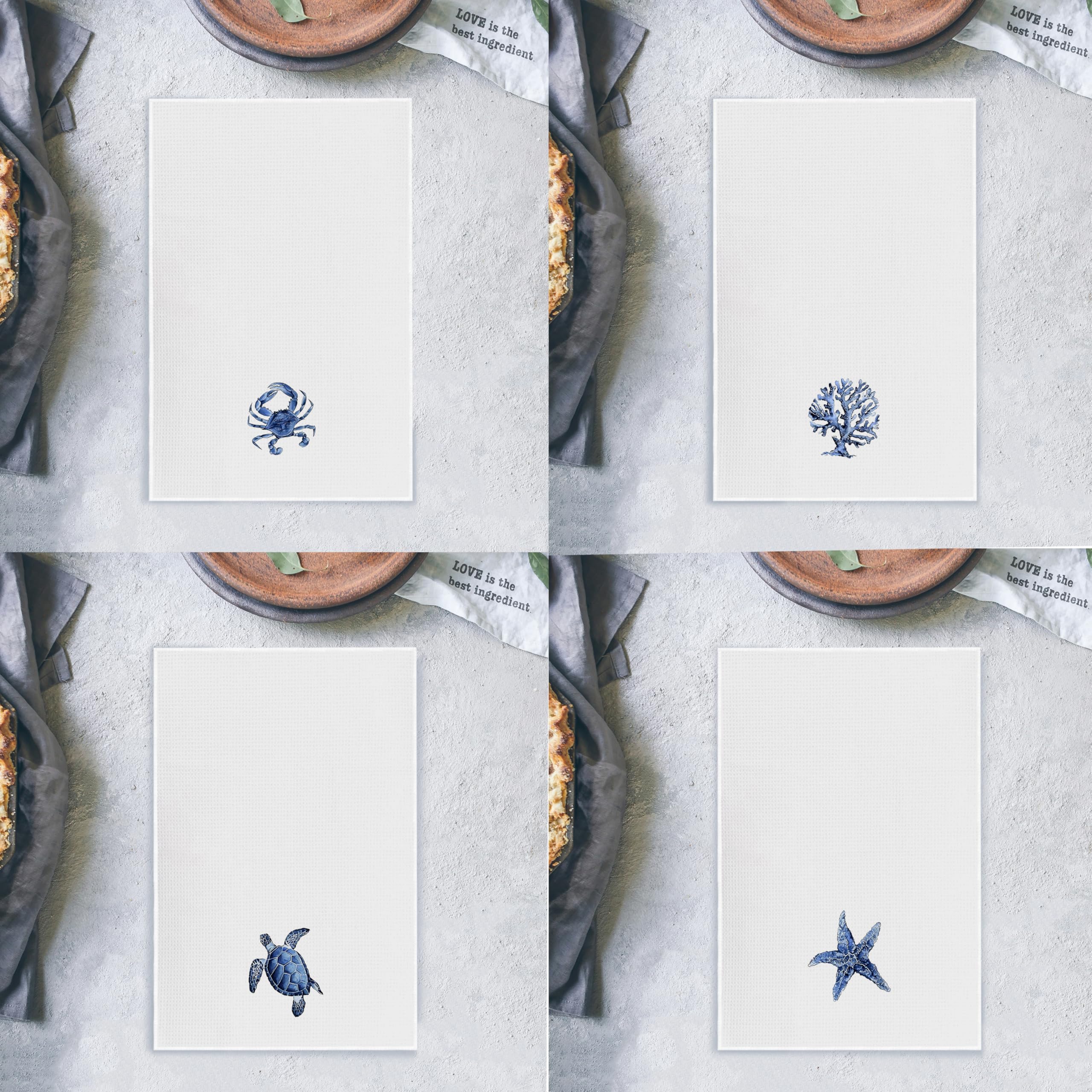 Qpenm coastal towels absorbent and fast-drying for busy kitchen use