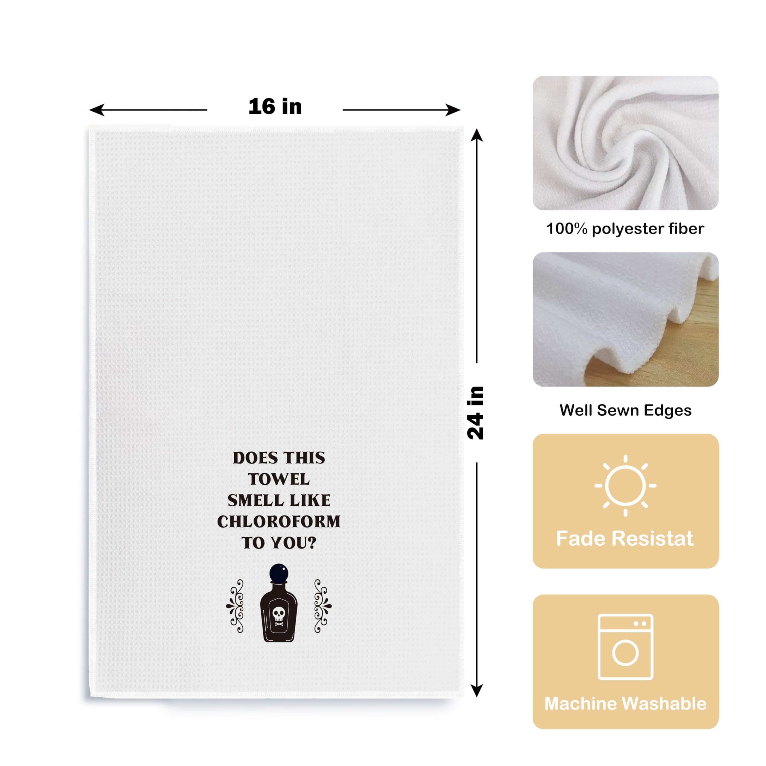 Qpenm Witchy Tea Towel makes a thoughtful gift for home cooks.