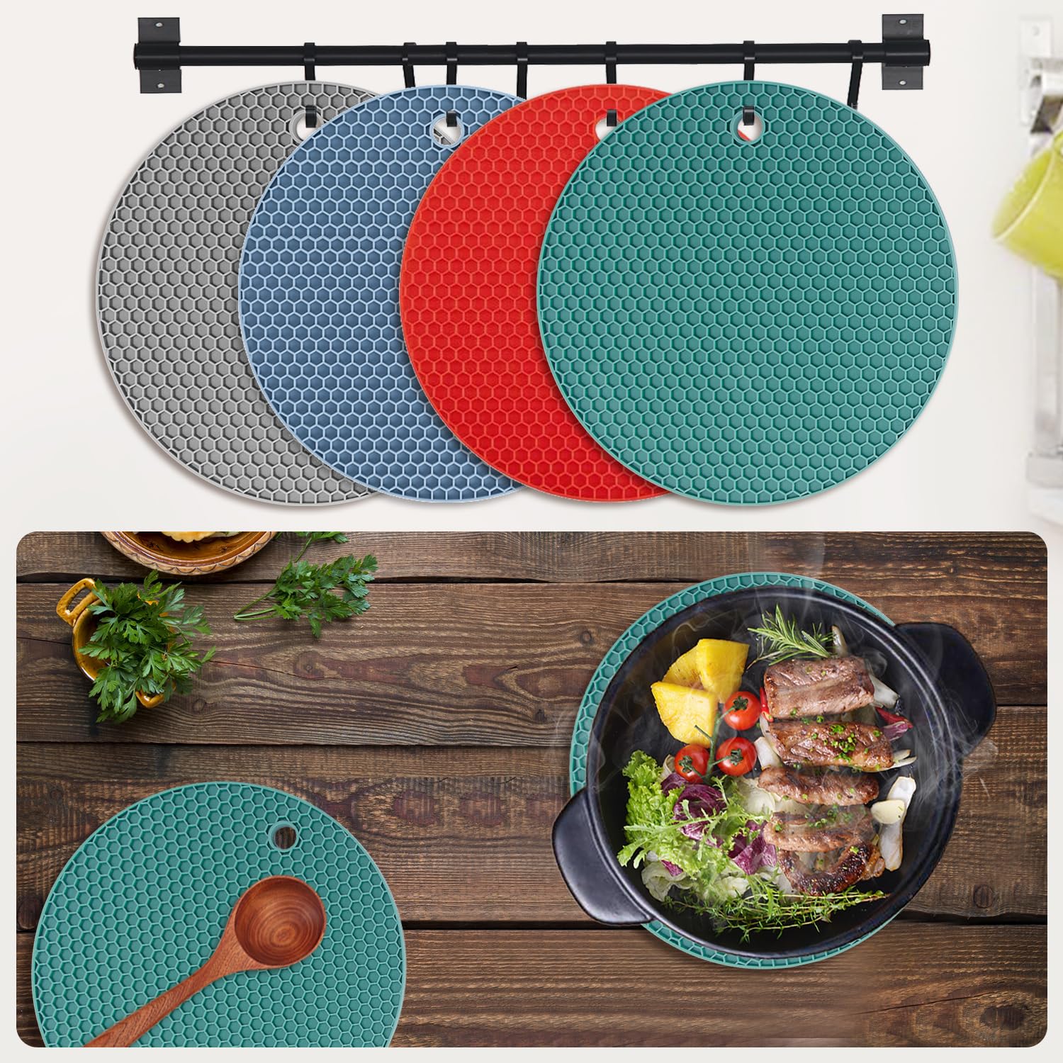 QPix Digital gift-ready silicone trivets pack is a thoughtful kitchen gift.