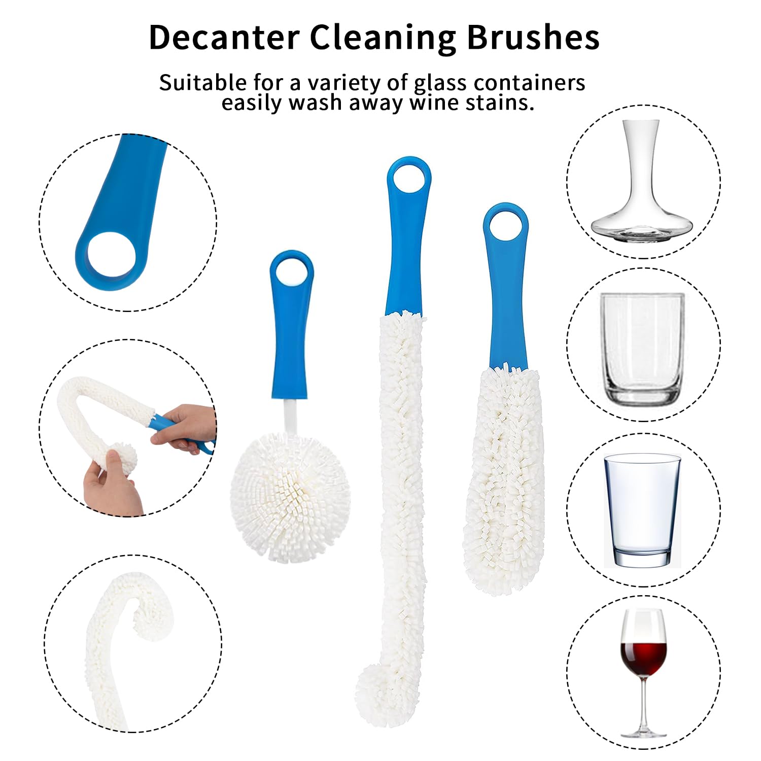 QPIX DIGITAL mid-size brush cleans goblets and cups with flexible foam