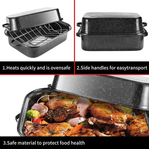 QPMR Roasting Pan lid open demonstrates versatile use as an additional pan.