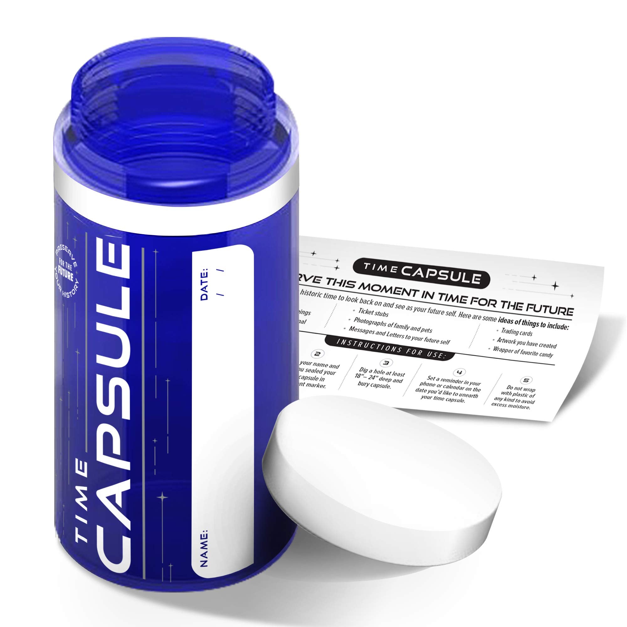 QPS Time Capsule tube close-up showing airtight design for long-term storage