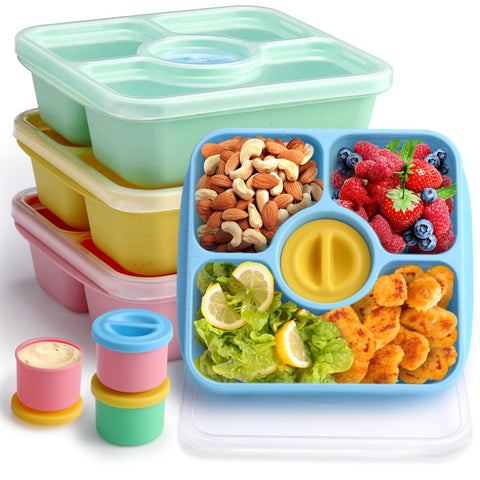 QQKO Bento 4-pack pastel box for colorful school and work lunches.