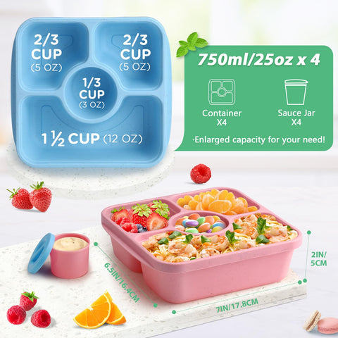 QQKO Bento 750ml 3+1 compartments keeps meals organized on the go.