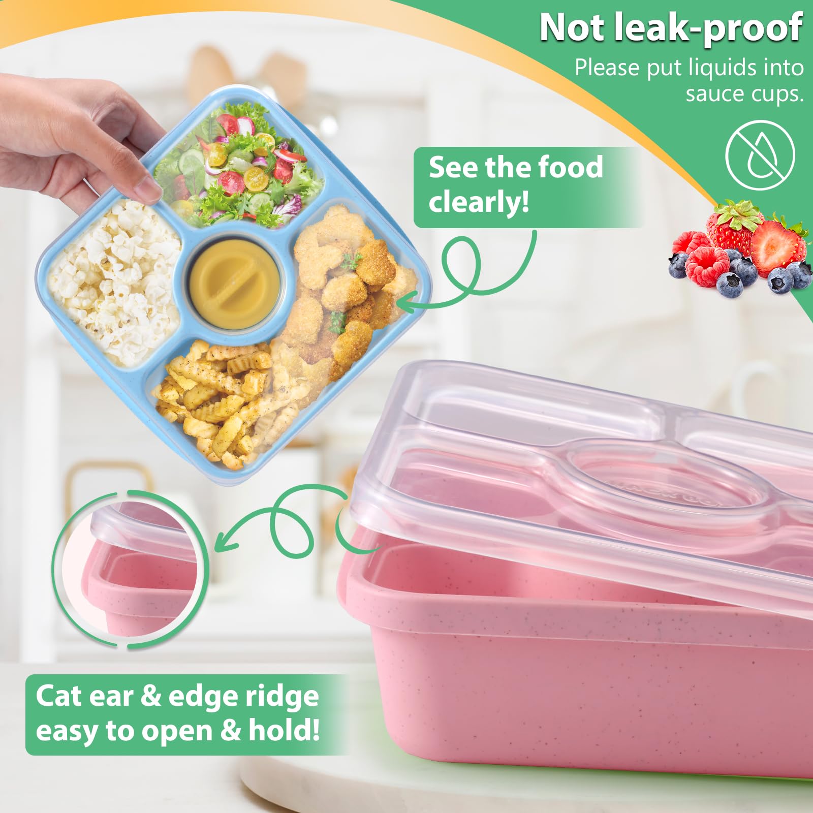 QQKO Bento BPA-free wheat straw construction for safe, lightweight meals.