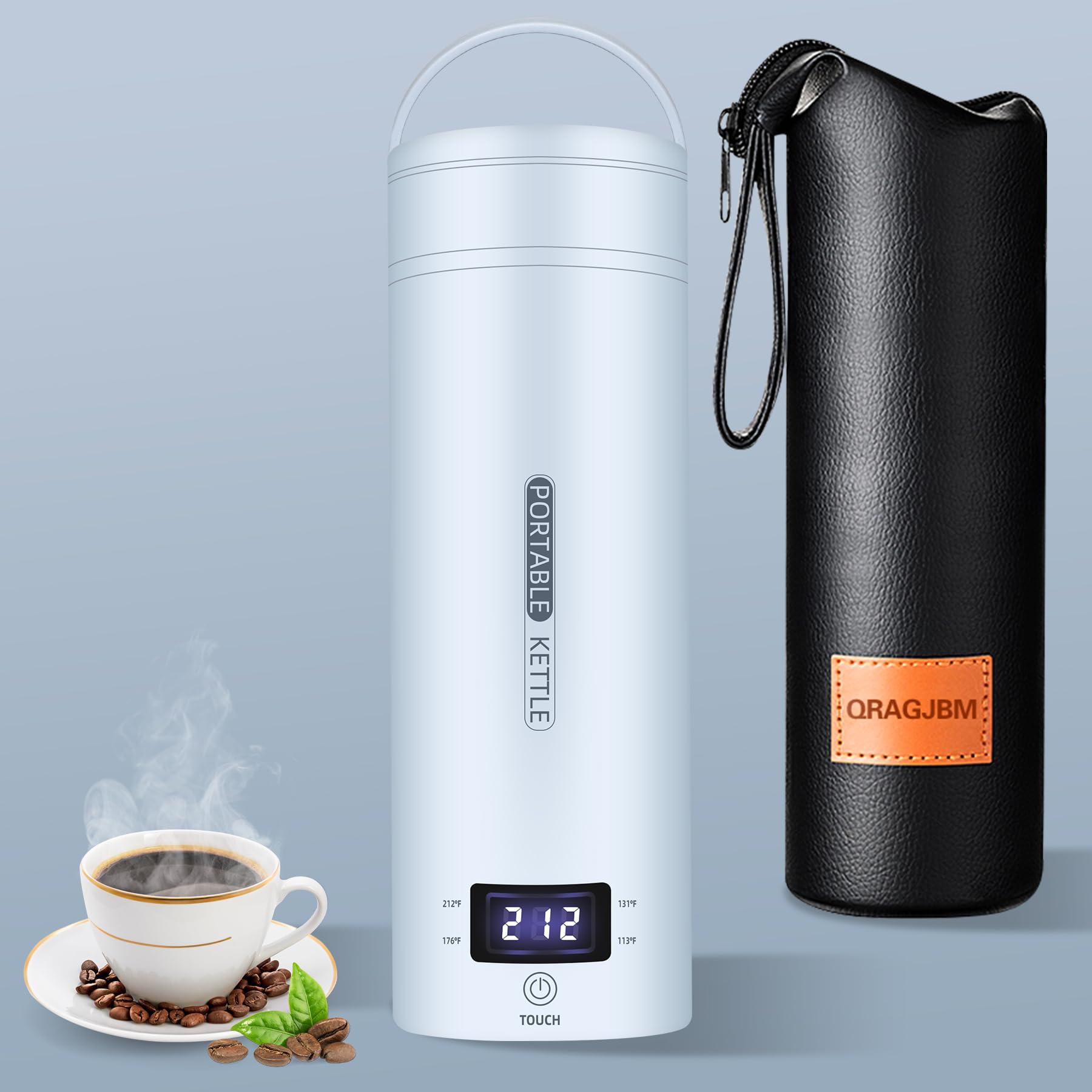 QRAGJBM travel kettle 450ml compact design for easy packing and on-the-go tea.