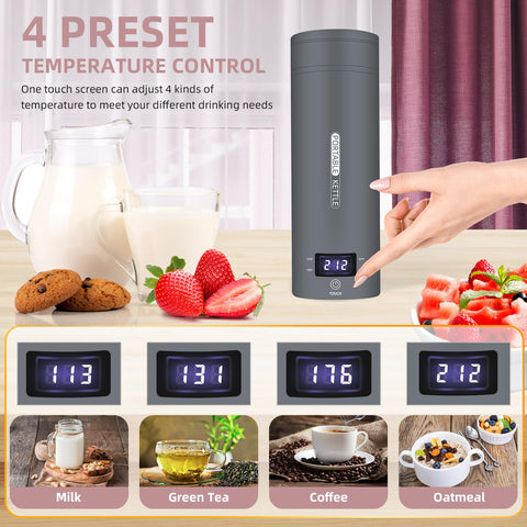 QRAGJBM Travel Kettle LCD display shows precise temperature for intentional brewing.