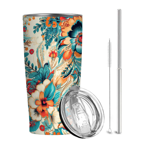 QruKinx Floral Tumbler 20 oz close-up showing vibrant design for daily use