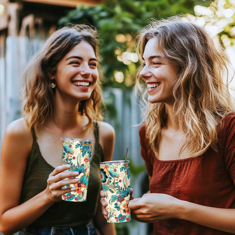 QruKinx Floral Tumbler designed for daily office and home use