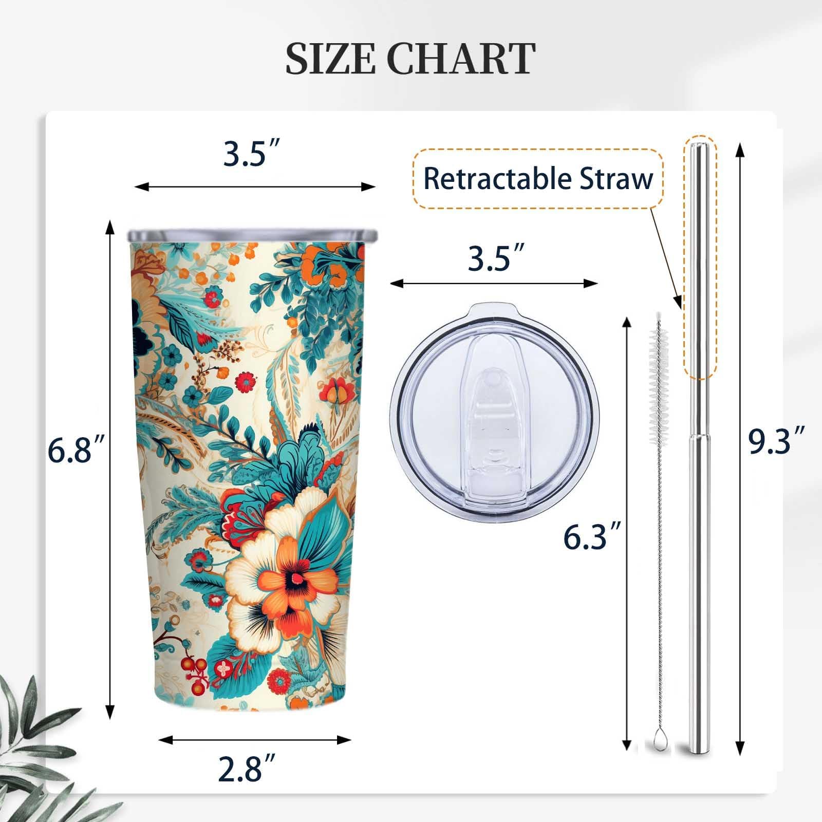 QruKinx Floral Tumbler leak-proof lid prevents spills on the go