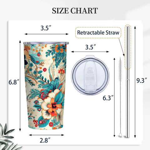 QruKinx Floral Tumbler leak-proof lid prevents spills on the go