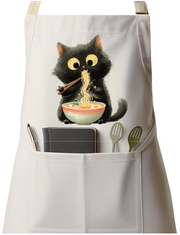 QSLEUNG black cat apron front view showing playful design and full coverage