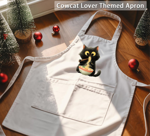 QSLEUNG black cat apron with two large pockets for tools