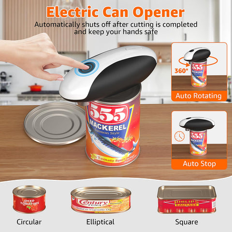 QTDHG electric can opener performing 360 degree rotation for a clean edge cut