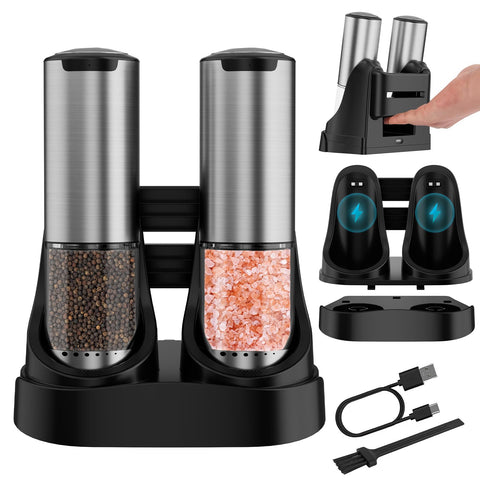 QTDHG electric salt and pepper grinder set with LED light for precise seasoning