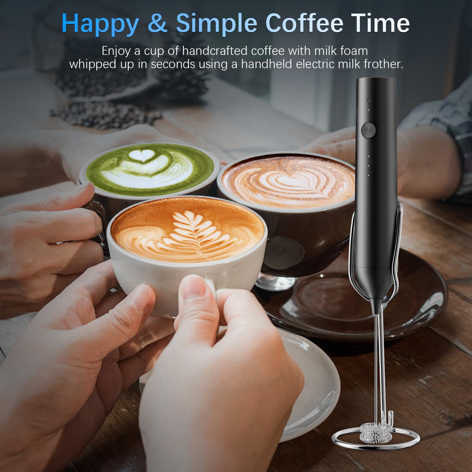 QTDHG foamer helps create silky latte foam or matcha froth at home.