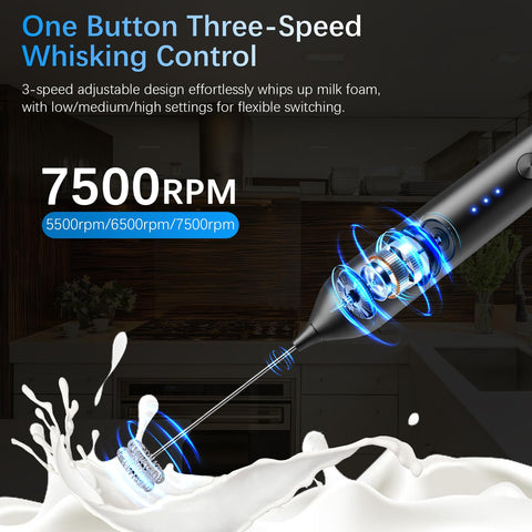 QTDHG handheld frother with one-button settings delivers customizable foam.