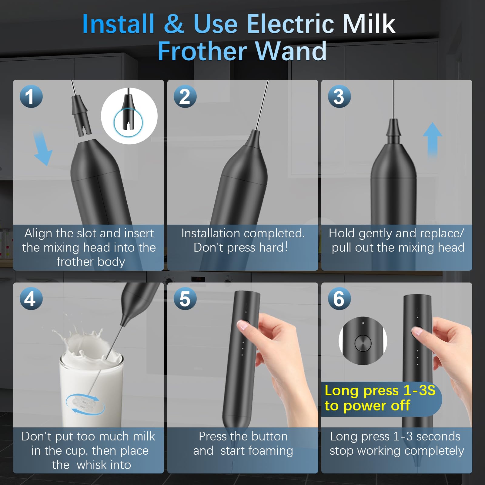 QTDHG multi-function foamer supports latte, cappuccino, and hot chocolate prep.