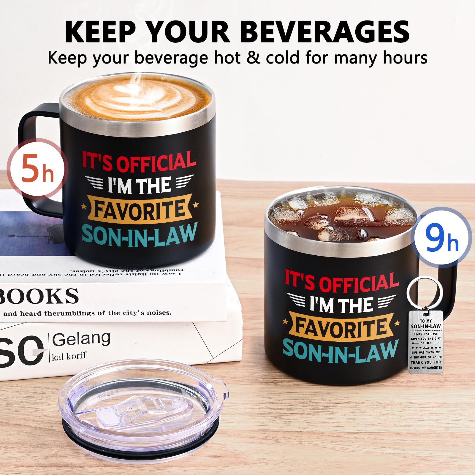 Qtencas 14oz stainless steel mug close-up emphasizing durability.