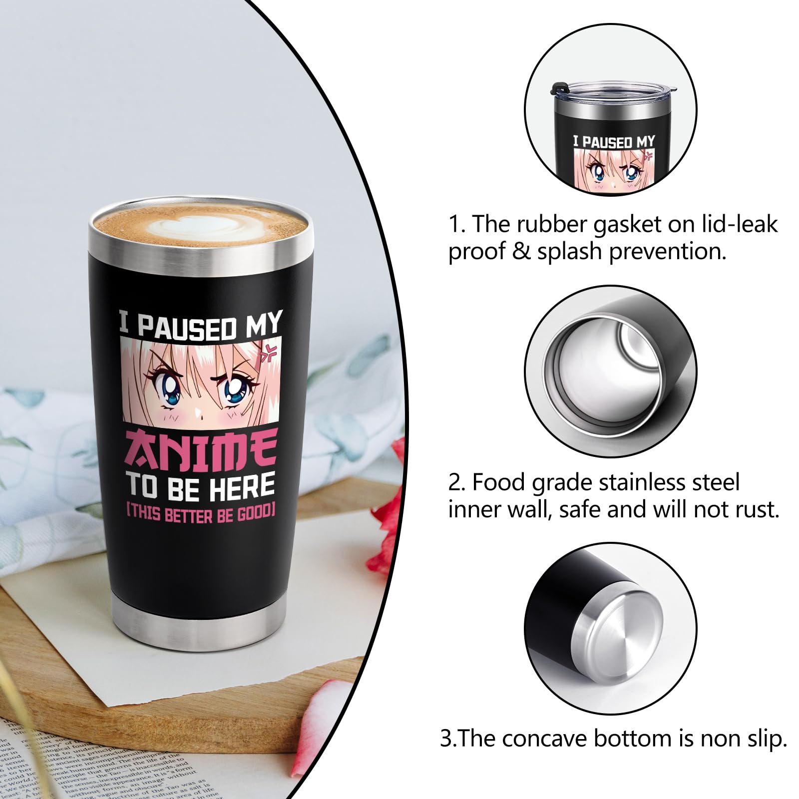 Qtencas travel tumbler BPA-free lid with sliding closure