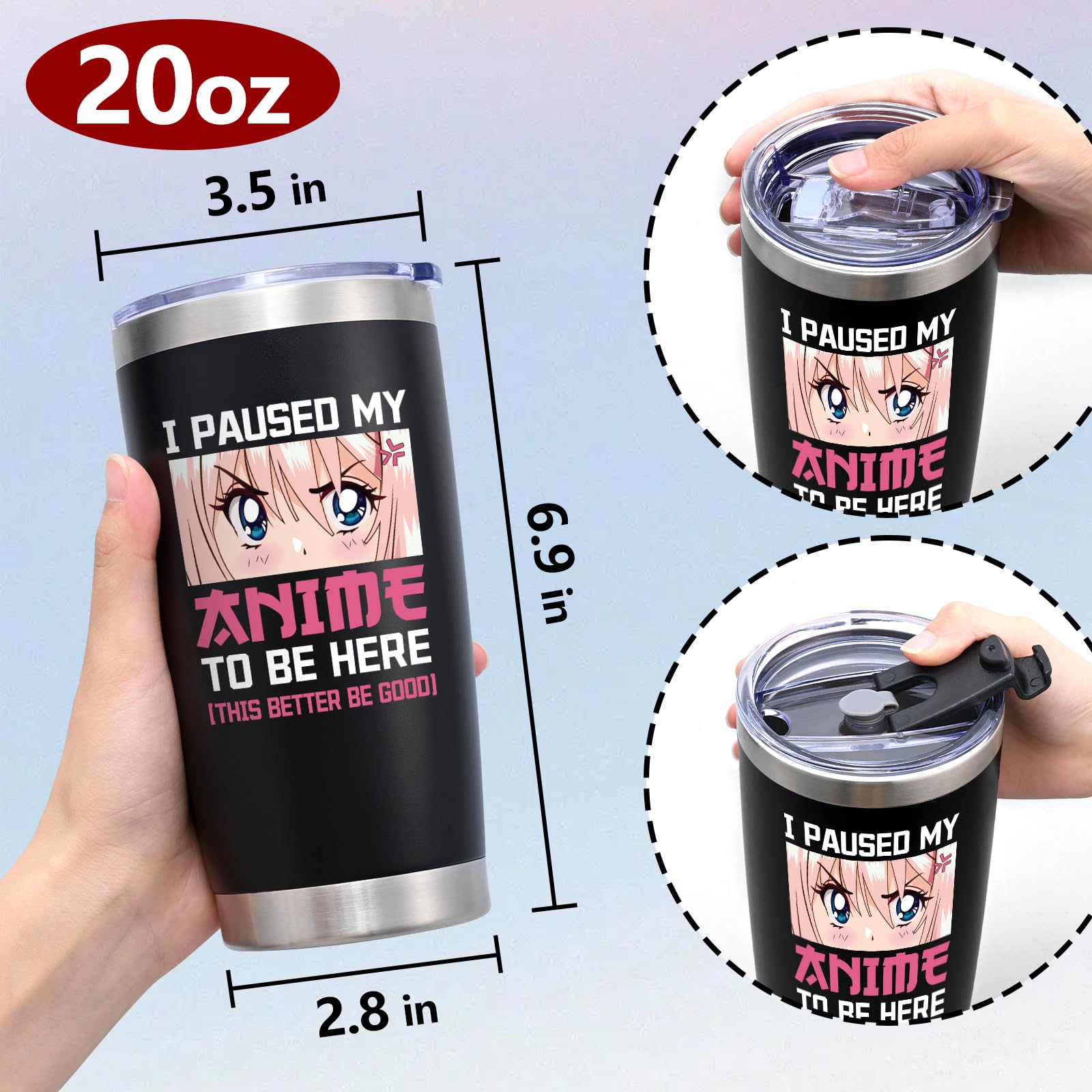 Qtencas anime gifts durable travel tumbler for commutes
