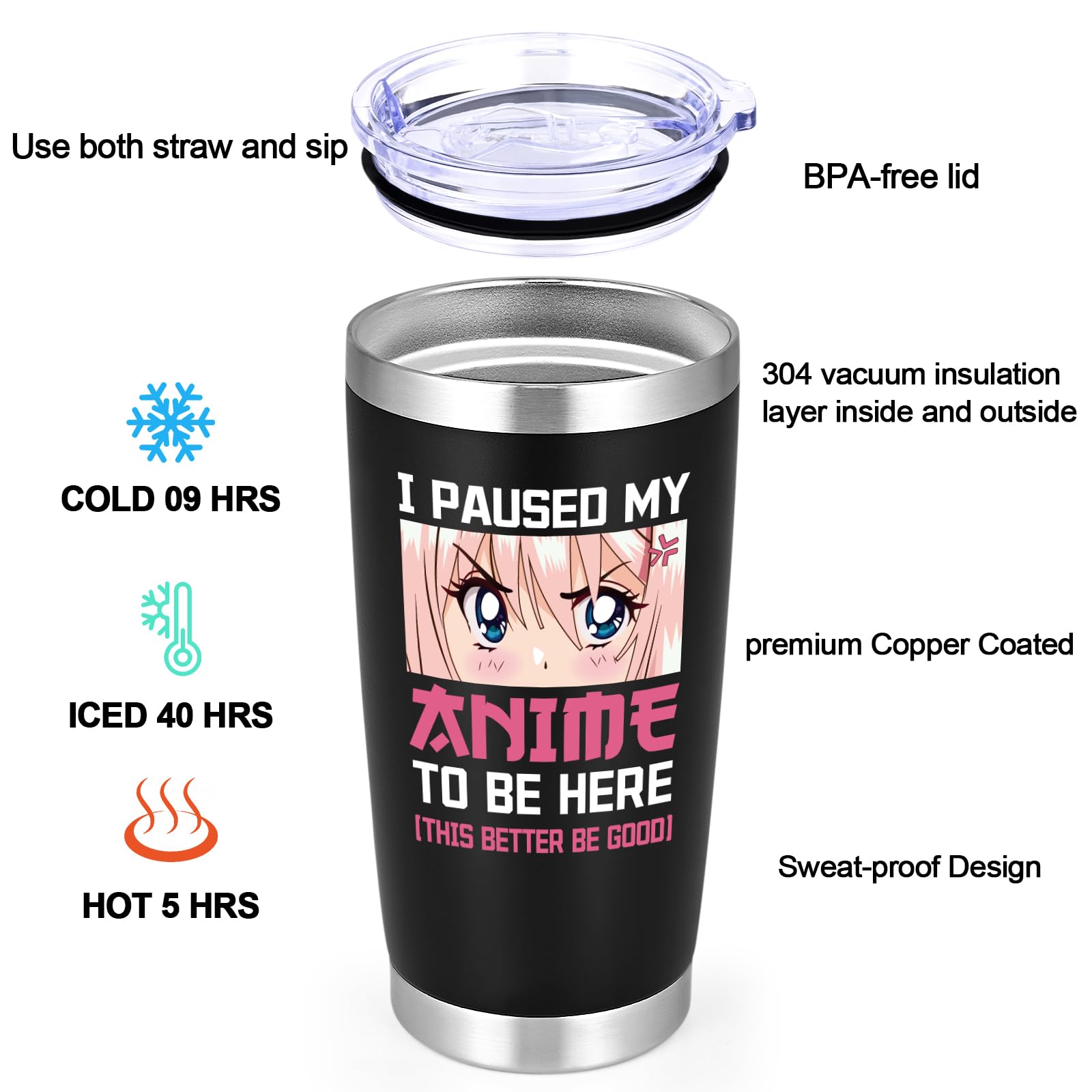 Qtencas anime gifts glossy black finish exterior for style