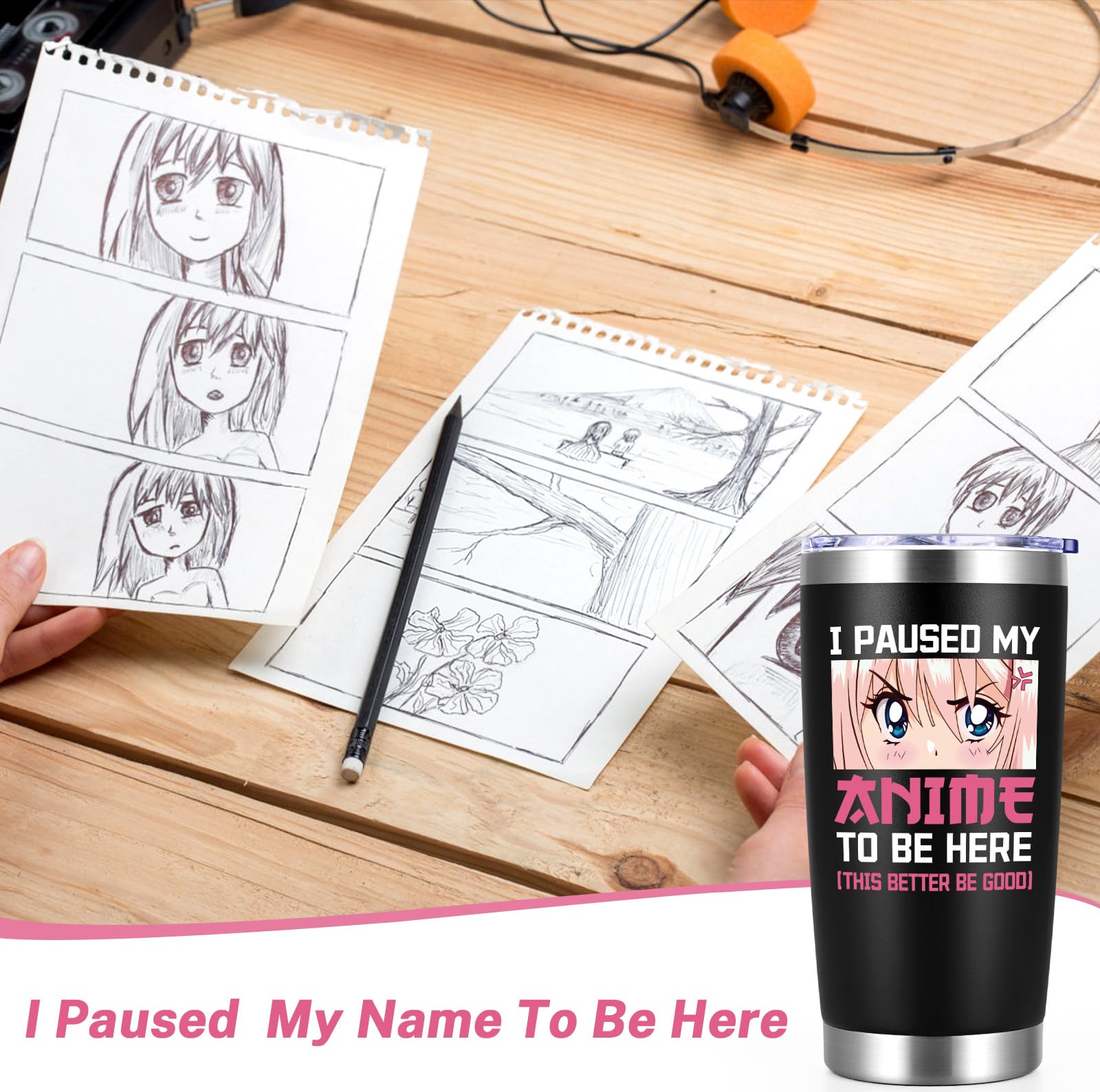 Qtencas anime gifts travel tumbler lid close-up with spill-proof design