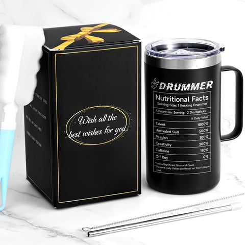 Qtencas drummer mug arrives gift-ready, making it a thoughtful present for birthdays and holidays.