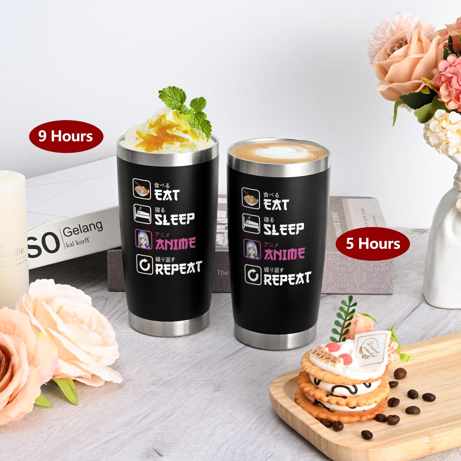 Qtencas eat sleep anime repeat tumbler for cozy binge-watching sessions.