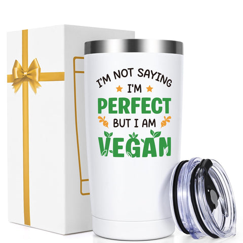 Qtencas I AM VEGAN 20oz tumbler front view, durable insulated design for everyday hydration.