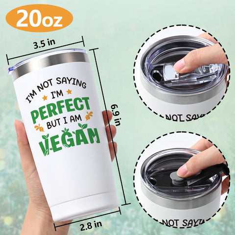Qtencas I AM VEGAN 20oz tumbler gift packaging, perfect vegan gift-ready presentation.