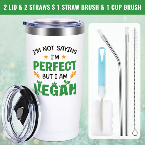 Qtencas I AM VEGAN 20oz tumbler in use, keeps beverages at ideal temp.