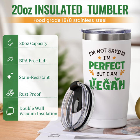 Qtencas I AM VEGAN 20oz tumbler lid and straw, easy to sip anywhere.