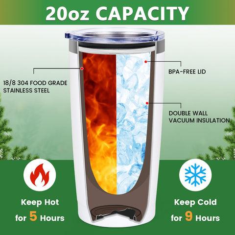 Qtencas I AM VEGAN 20oz tumbler white color, clean aesthetic for vegan lifestyle.