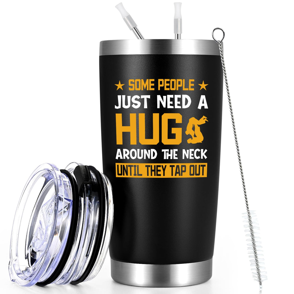 Qtencas Jiu Jitsu travel tumbler 20oz for on-the-go hydration.