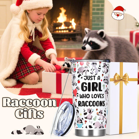 Qtencas 'Just a Girl Who Loves Raccoons' tumbler boosts daily moments at home or work