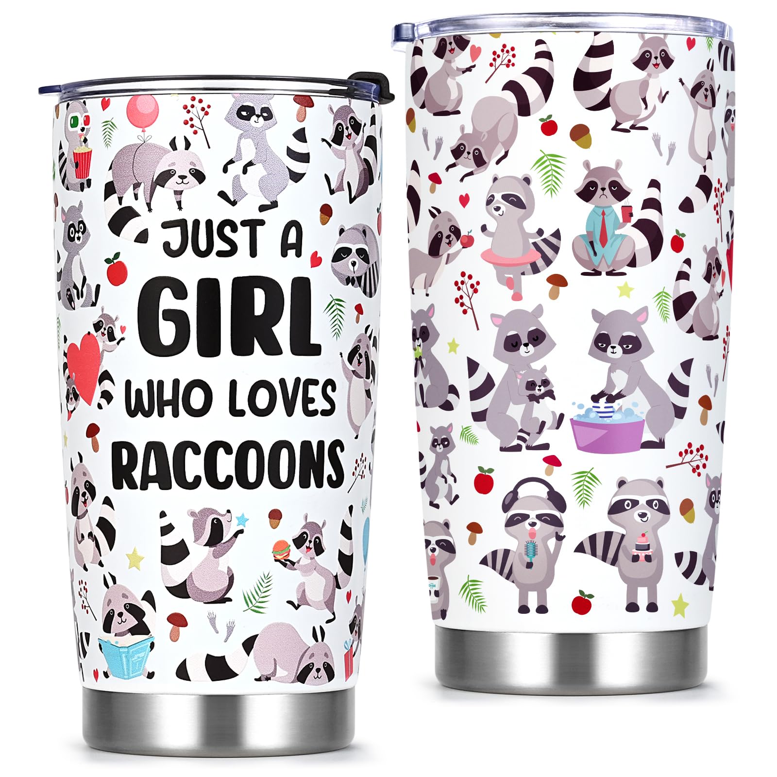 Qtencas 20oz raccoon gifts tumbler with playful design keeps beverages at the right temperature