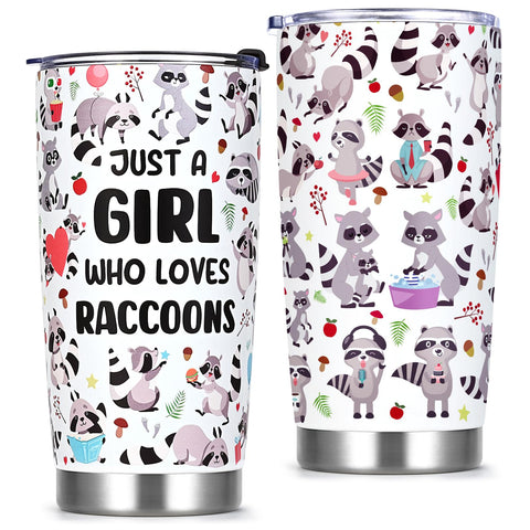 Qtencas 20oz raccoon gifts tumbler with playful design keeps beverages at the right temperature