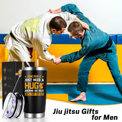 Qtencas Jiu Jitsu tumbler with slogan boosts fun training breaks.