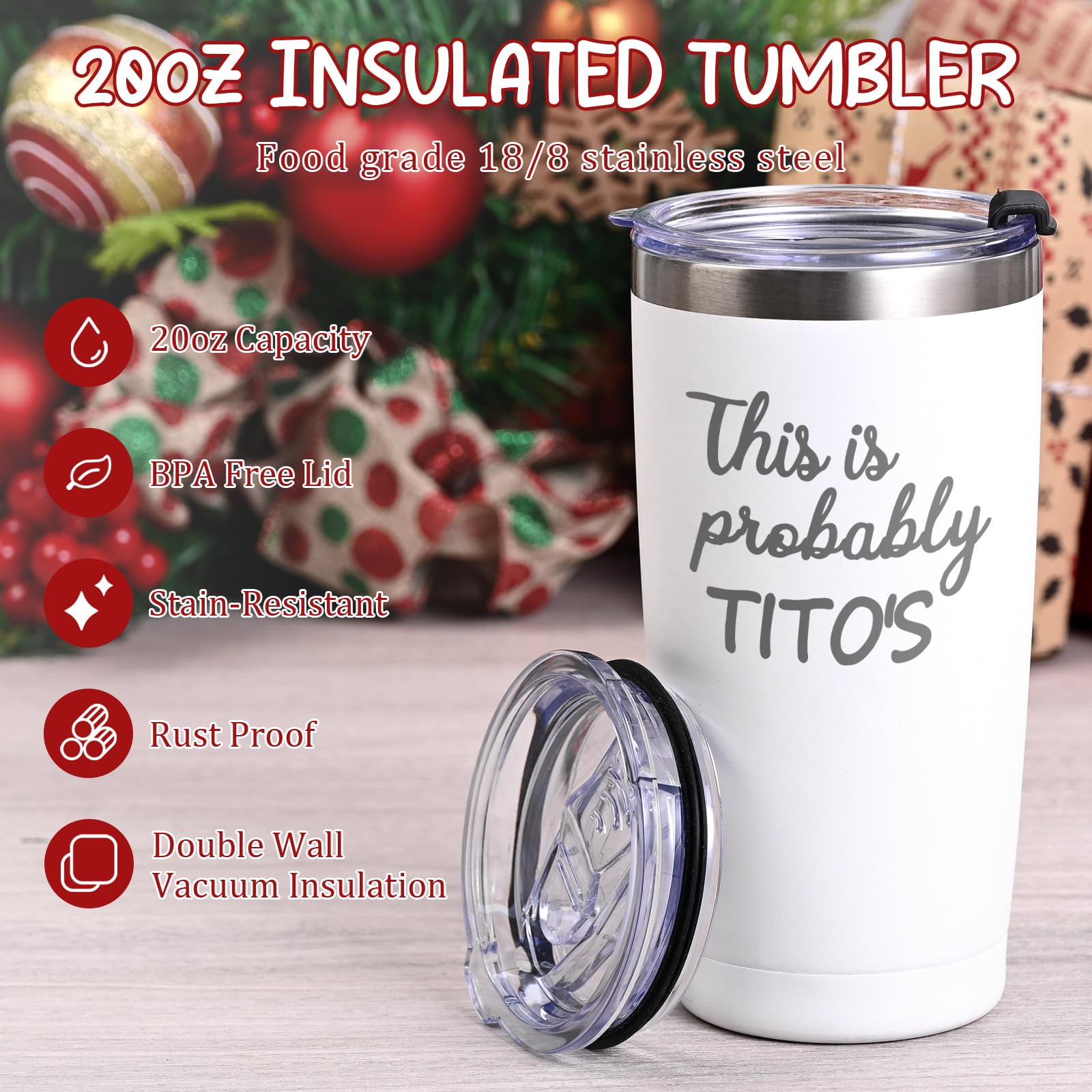 Qtencas Tito's Tumbler with straw and two lids for versatile use.