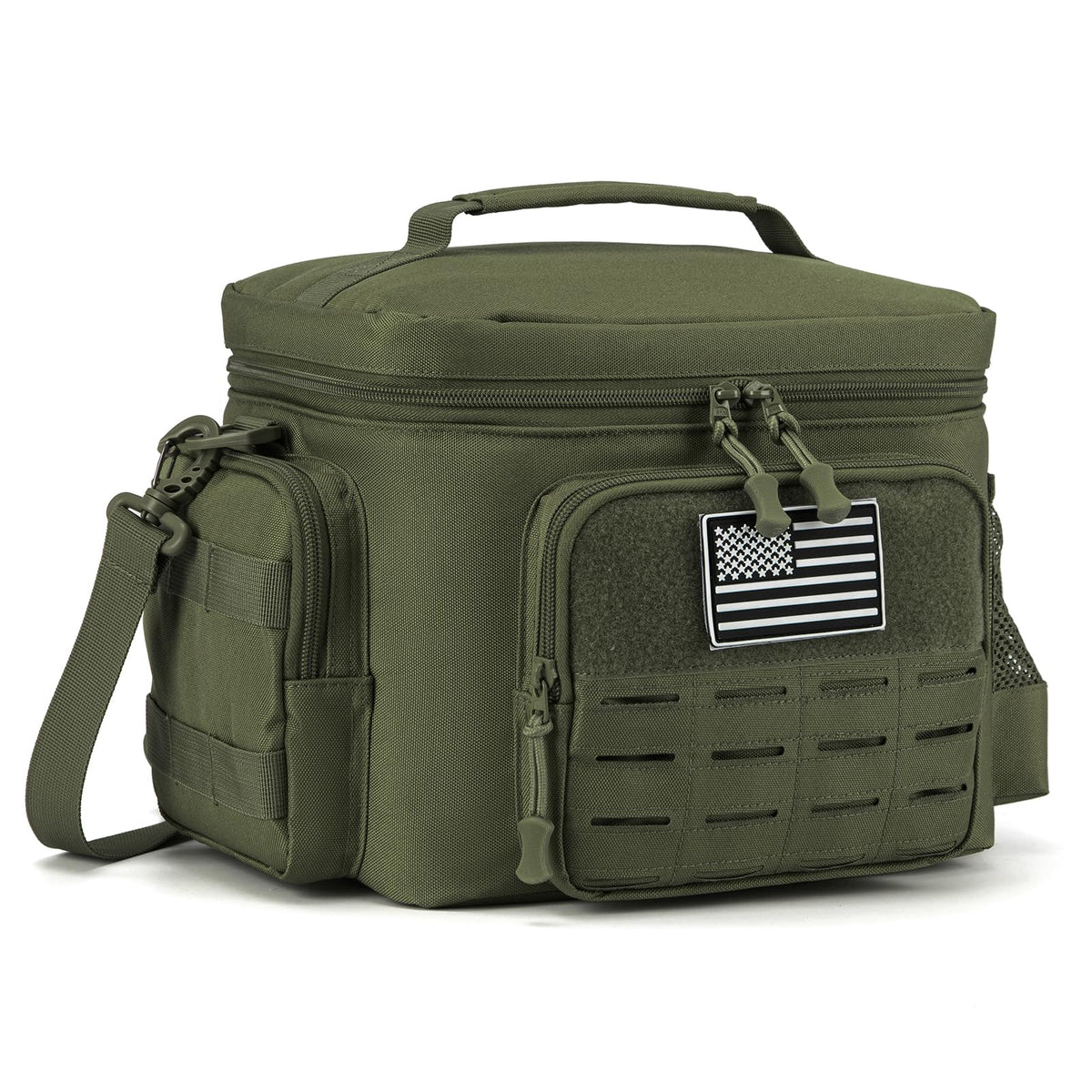 QT&QY Tactical Lunch Bag front pocket for quick access on the go.