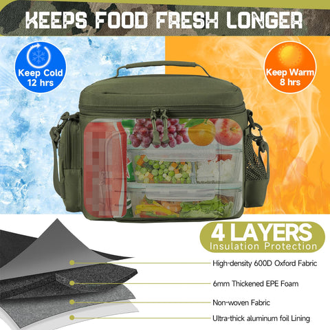 QT&QY Lunch Bag insulated layer preserves meal temperature.