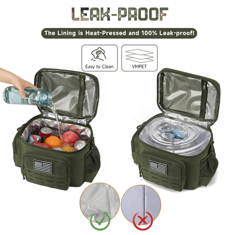 QT&QY Tactical Lunch Bag outer 600D fabric for durability and water resistance.