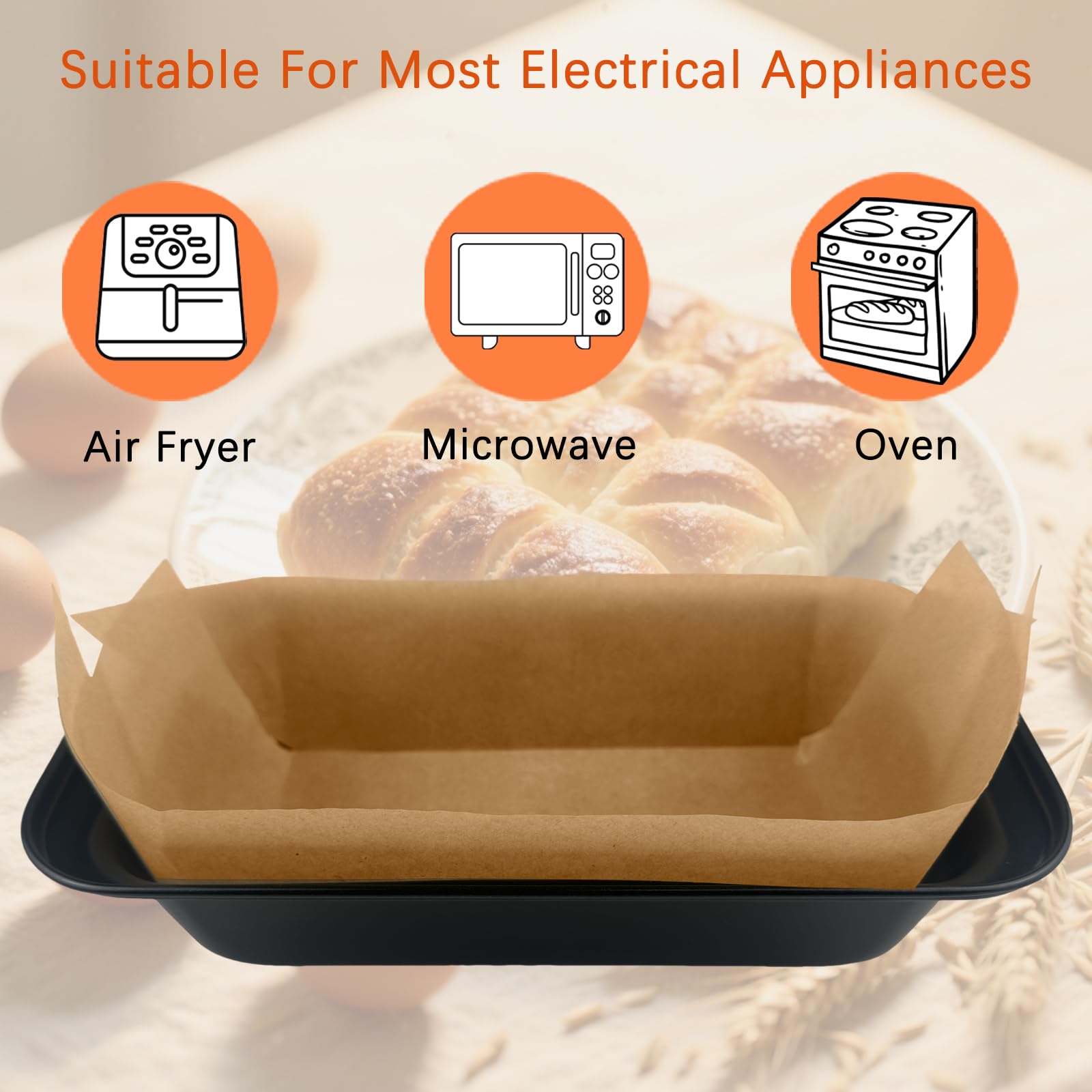 QTRQTR 100-sheet pack of loaf pan liners for mess-free baking