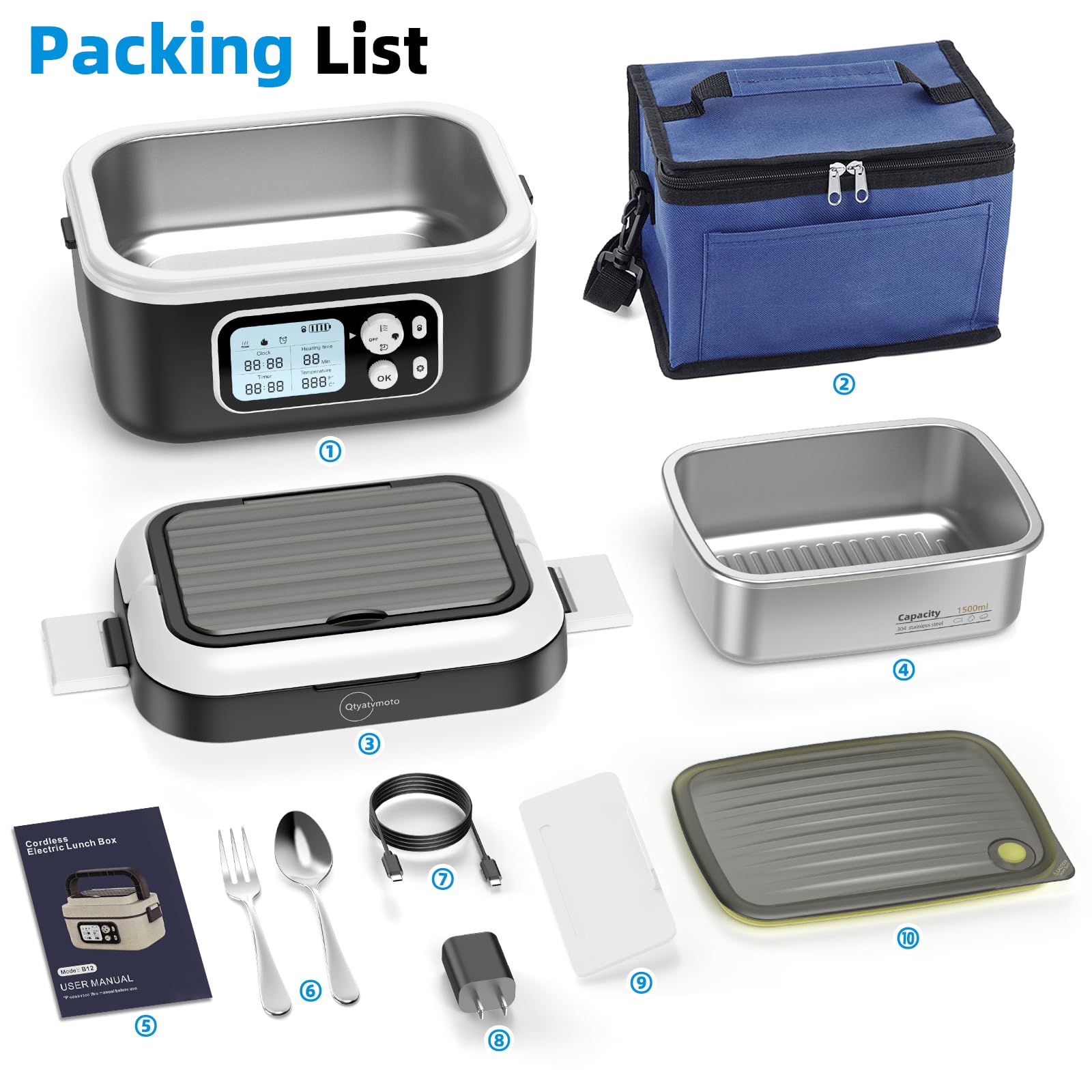 Qtyatvmoto heated lunch box in use during office or outdoor activity