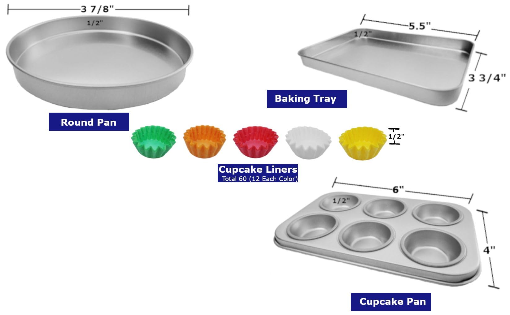 Quadrapoint cupcake pans included for colorful, mess-friendly mini cakes.
