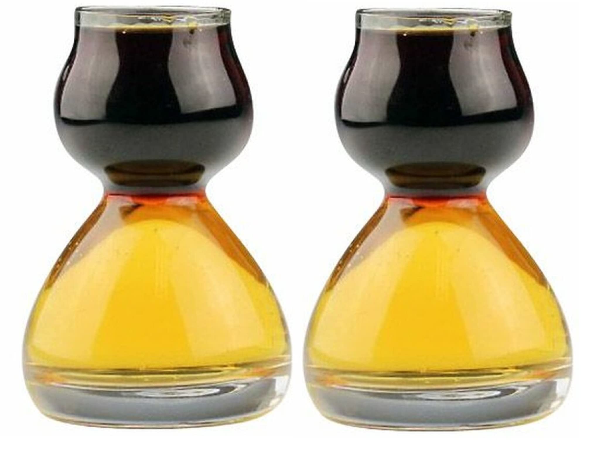 QUAFFER double-bubble shot glass top chamber shows precise 1.25oz portion for smoother chasers.