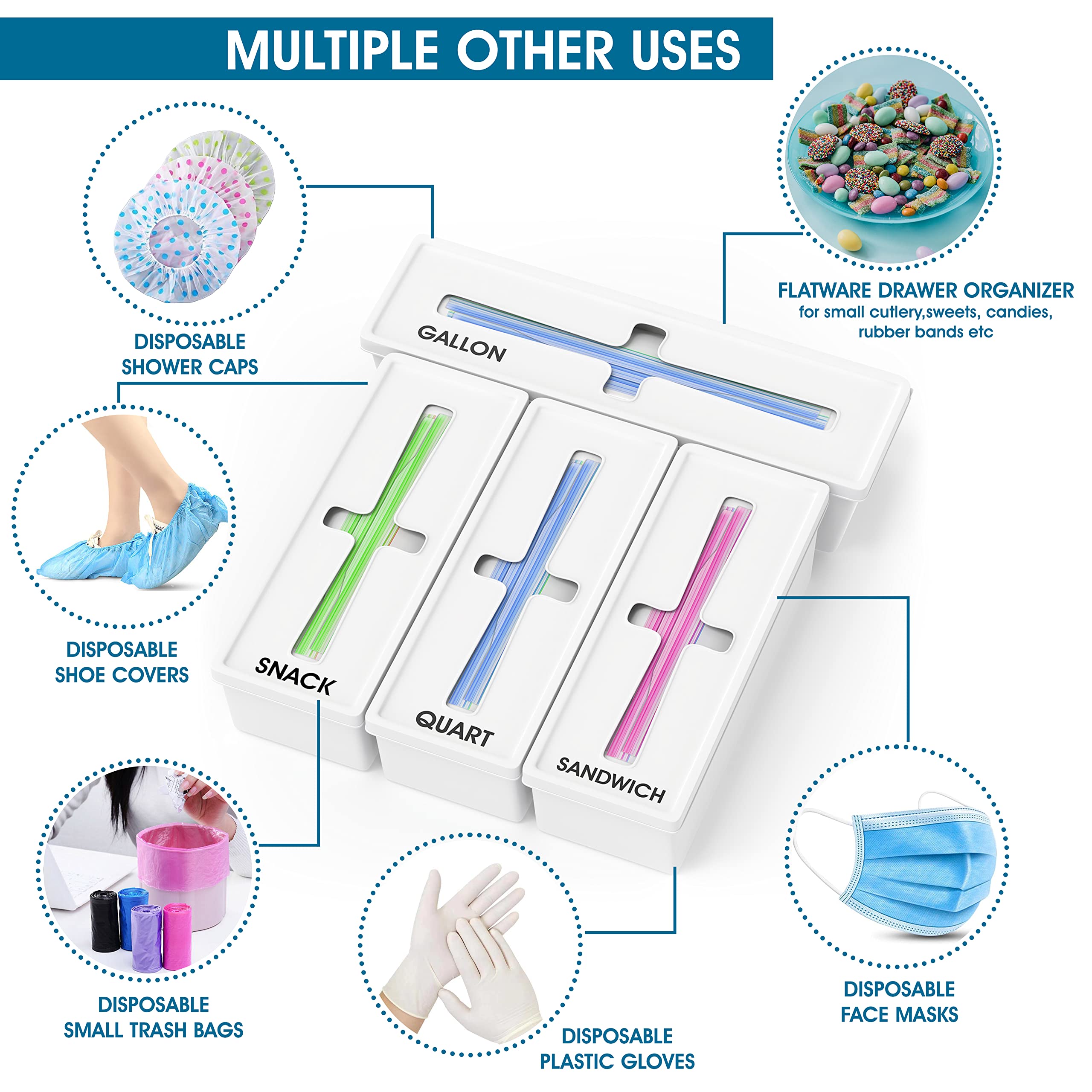 Qualezy baggie organizer compatible with most brands for varied bag sizes.