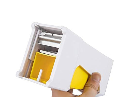 Quality Home butter stick being cut into thin slices for spreading.