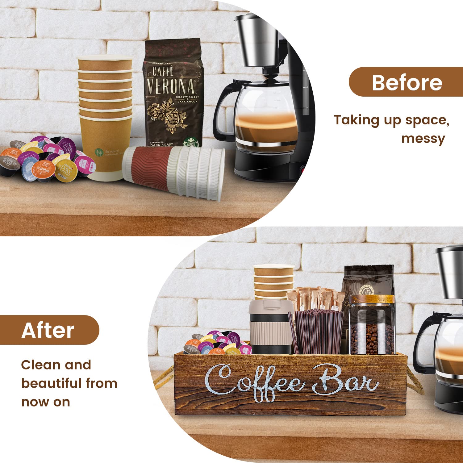 QUALLON coffee pod rack in wood for versatile counter organization